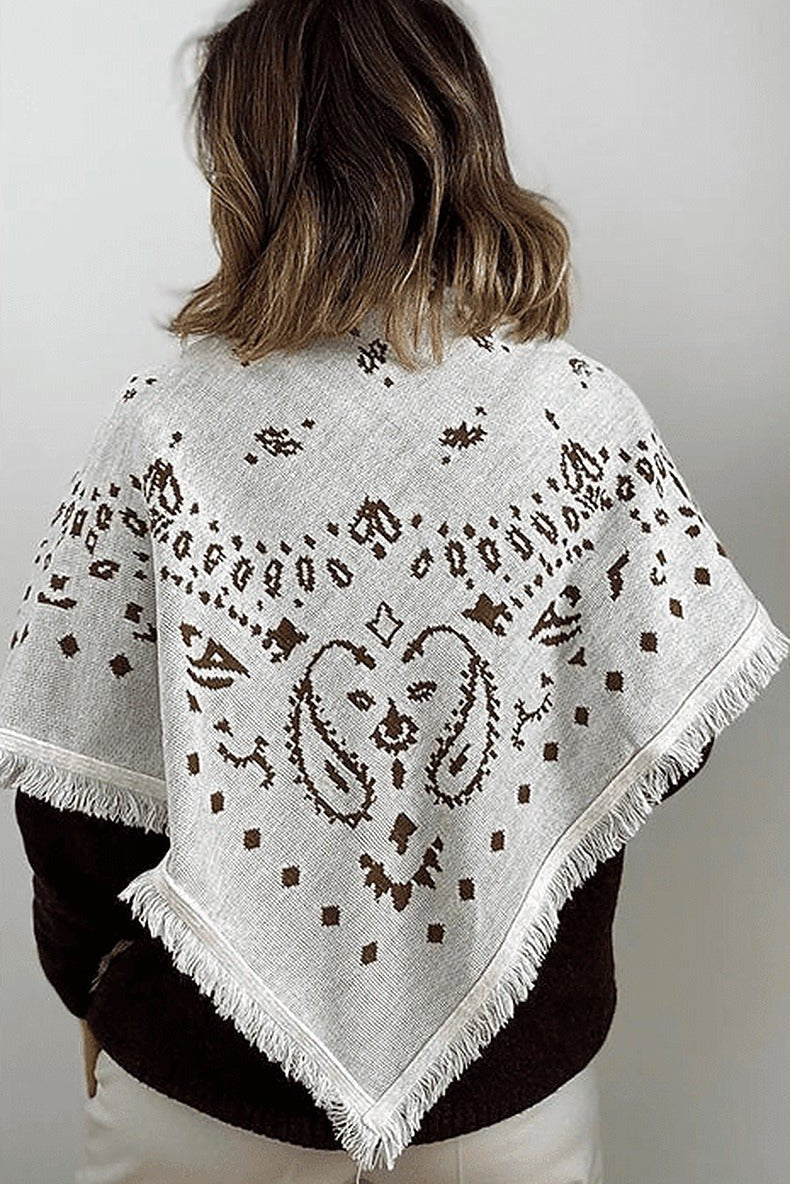 ZEYA - Terry Knitted Fringed Square Scarf