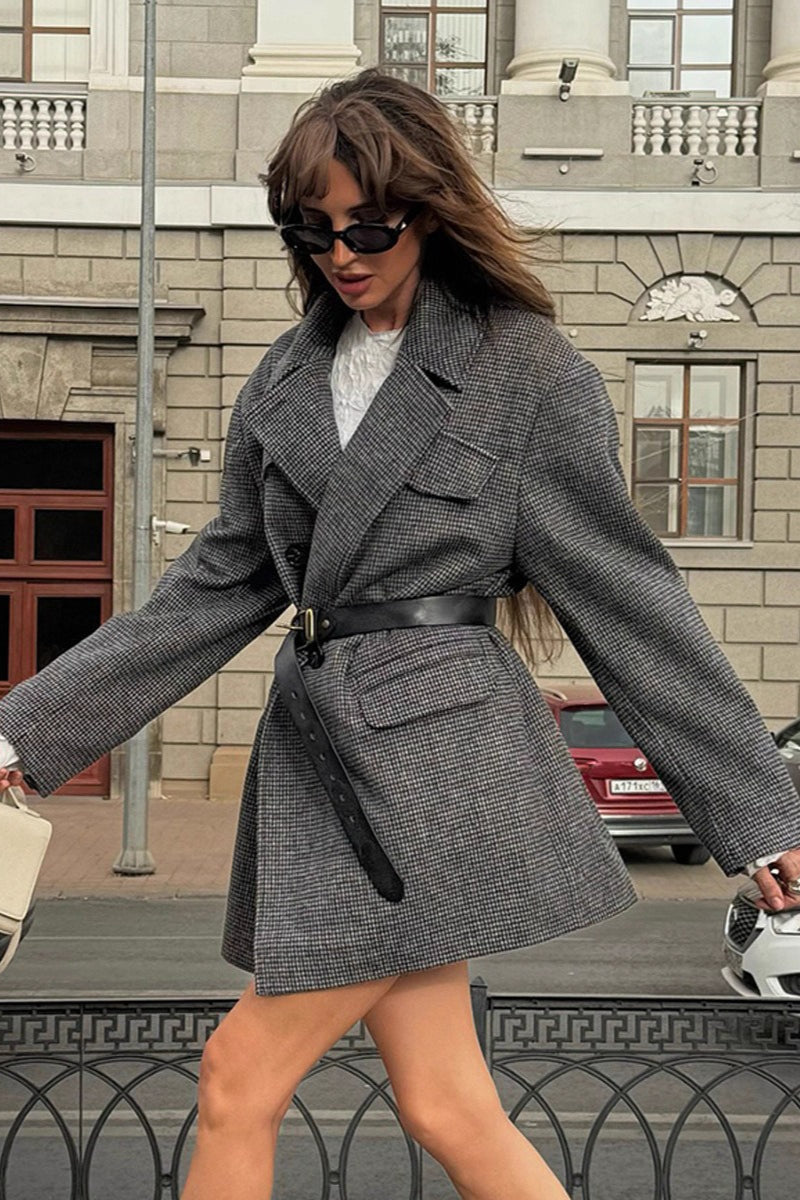 Amy strukturert tweed-kåpe