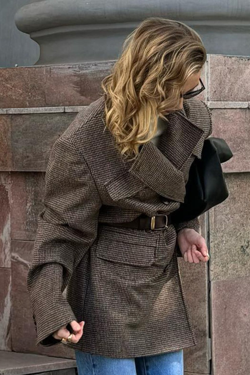 Amy strukturert tweed-kåpe