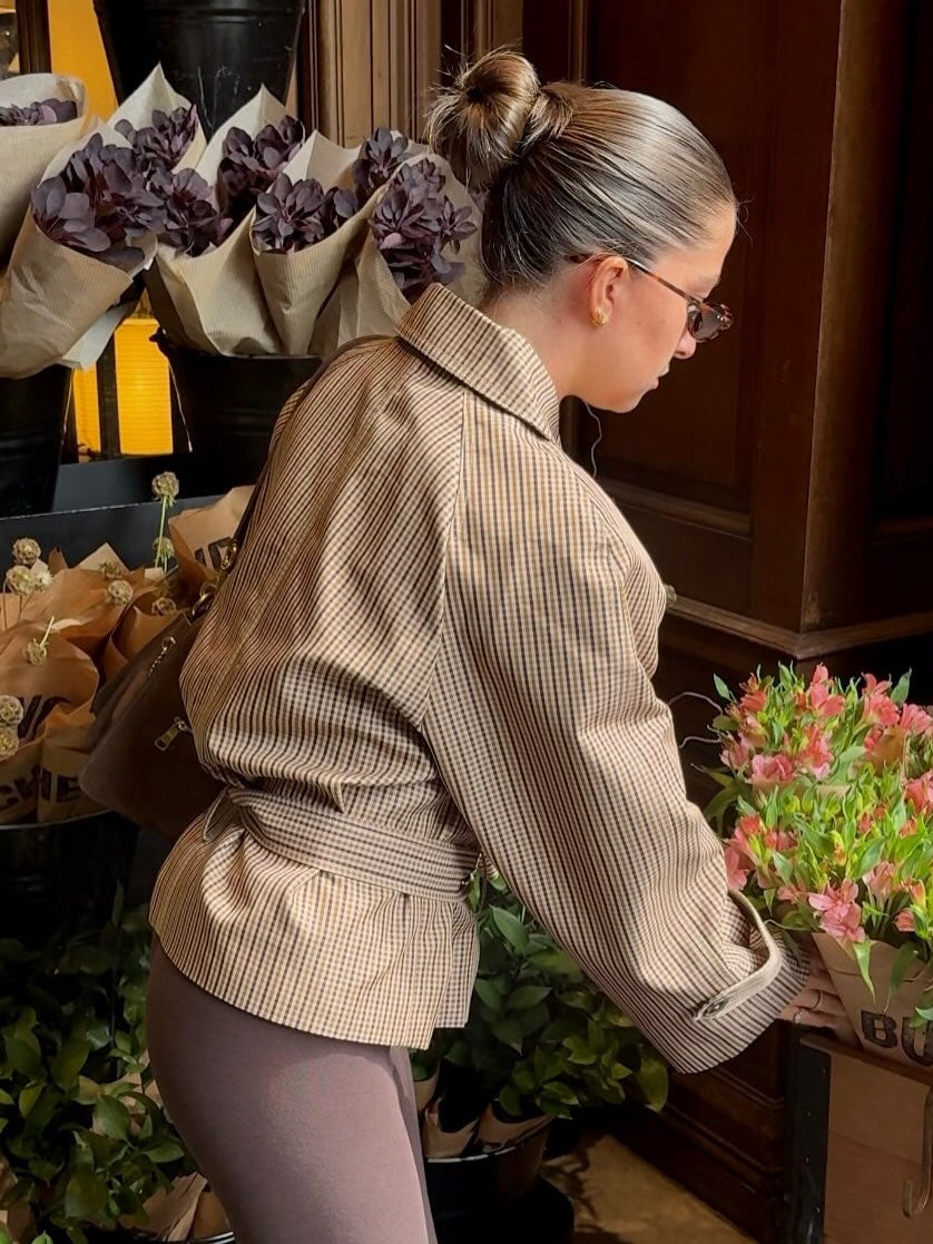 Melissa rutete trenchcoat med belte