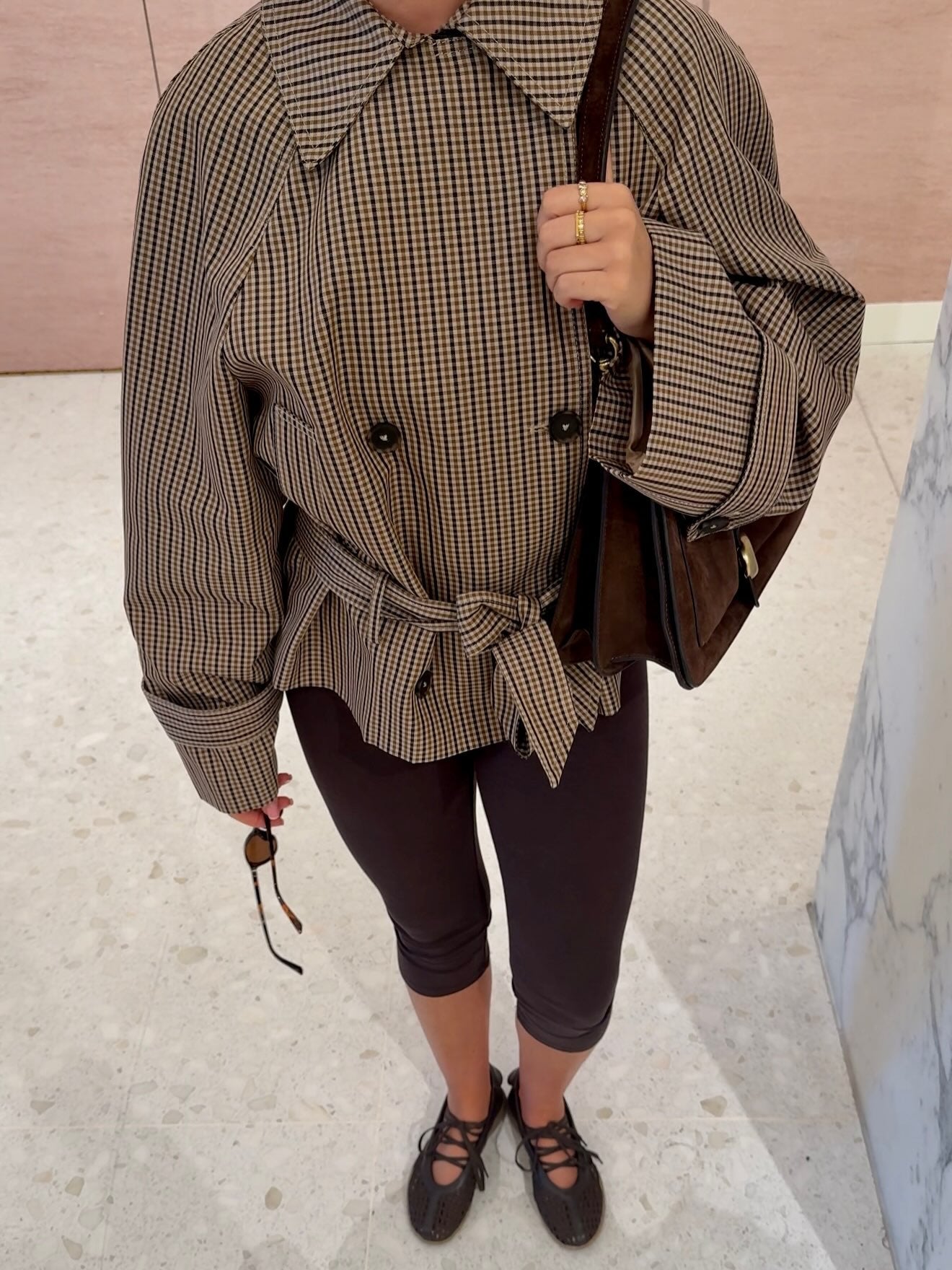 Melissa rutete trenchcoat med belte