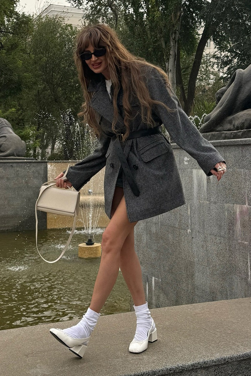 Amy strukturert tweed-kåpe