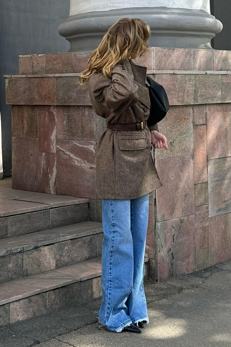 Amy strukturert tweed-kåpe