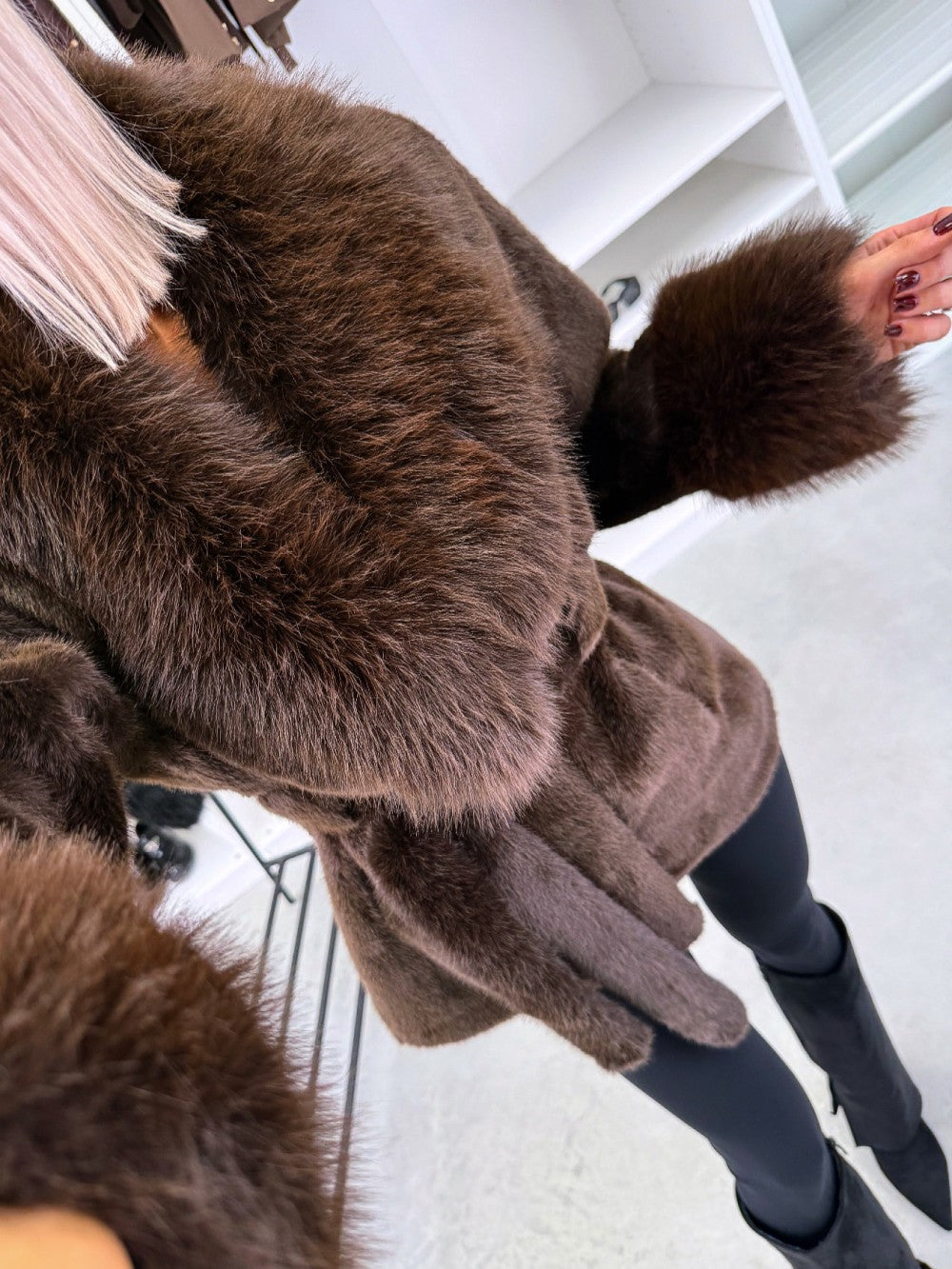 Eva Belted Faux Fur Coat