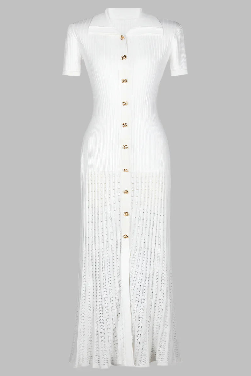Sophia ribbestrikket polo maxi-kjole