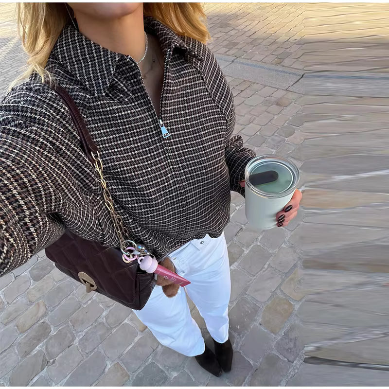Erica Houndstooth Zip Jacket Suit