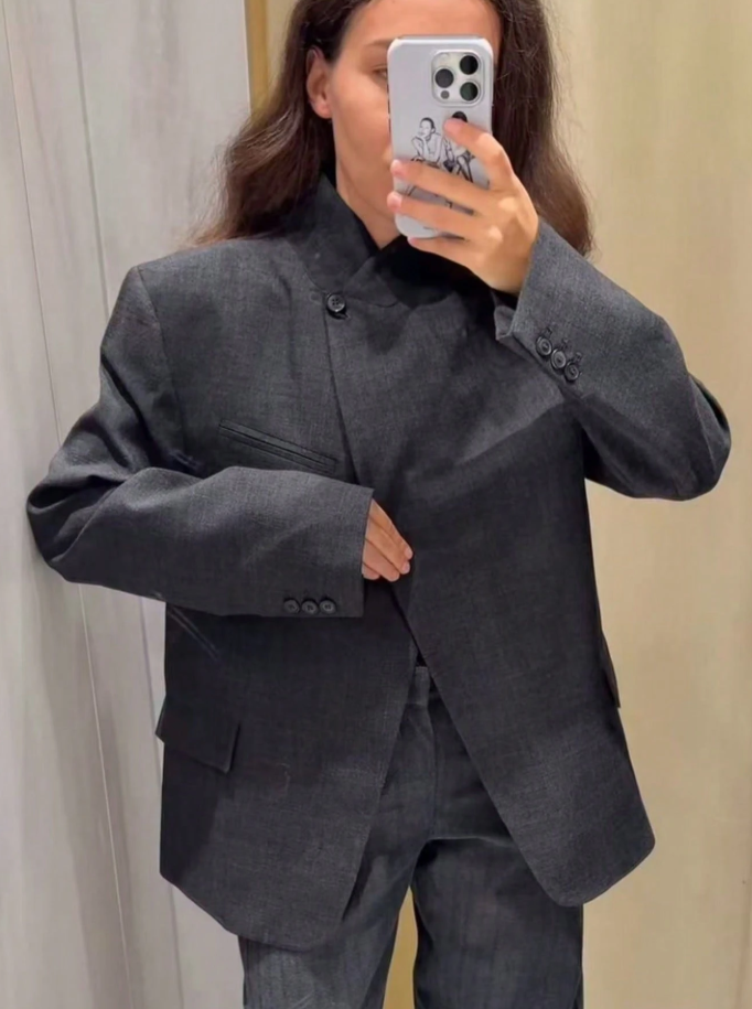Melanie Rutete Blazer med Ståkrage