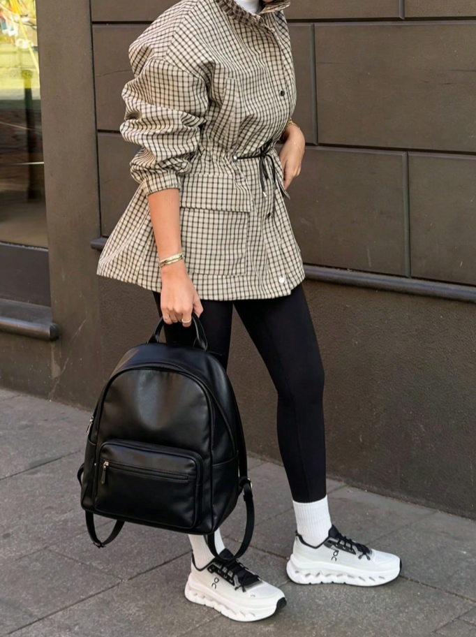 Isabel High-Neck Plaid Jacket
