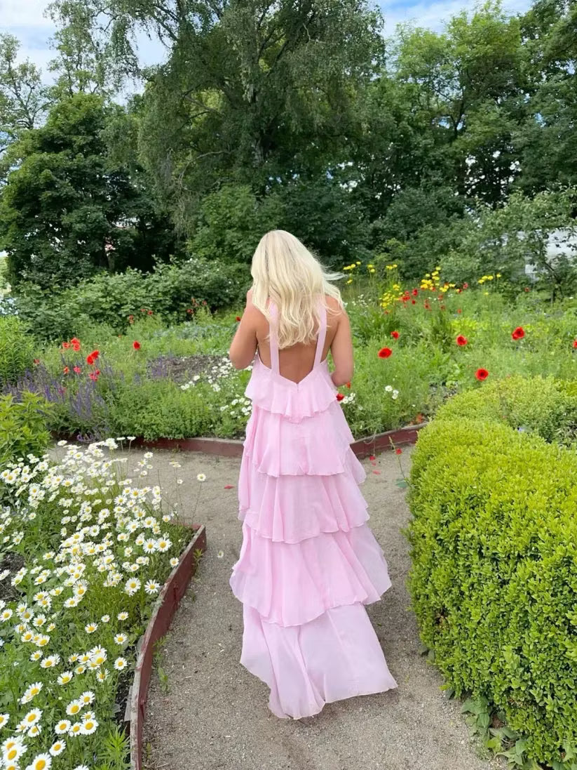 Jasmine Ruffle Backless Maxi Dress