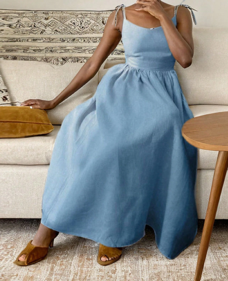 Joanna Backless Tie-Strap Midi Dress