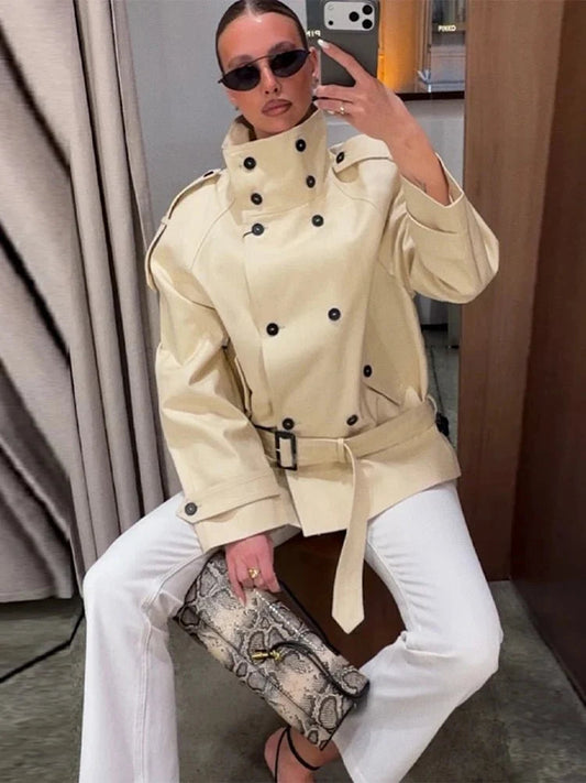 Ella Skreddersydd Trenchcoat med Ståkrage