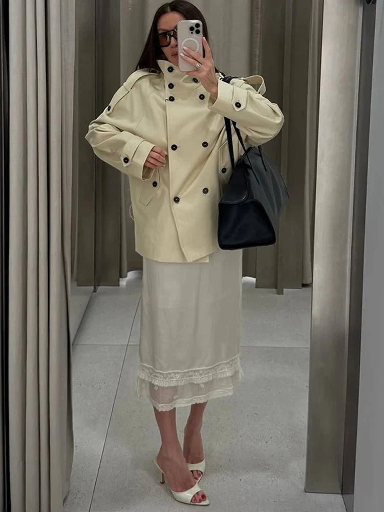 Ella Skreddersydd Trenchcoat med Ståkrage