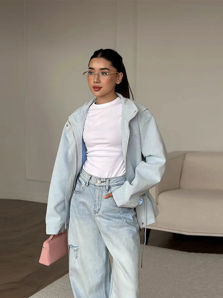 Ellen Drawstring Stand Collar Jacket