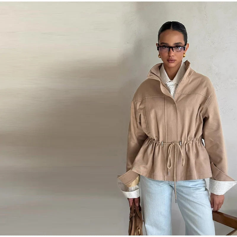 Ellen Drawstring Stand Collar Jacket