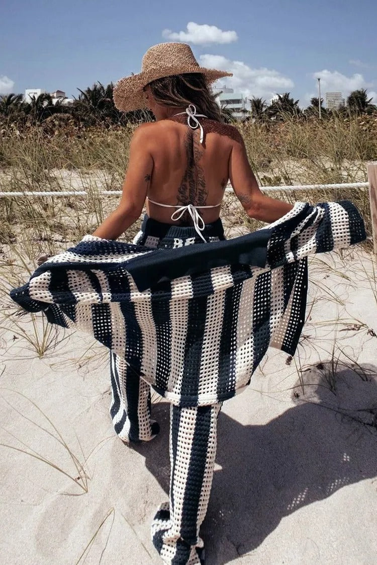 Layla stripet heklet co-ord sett