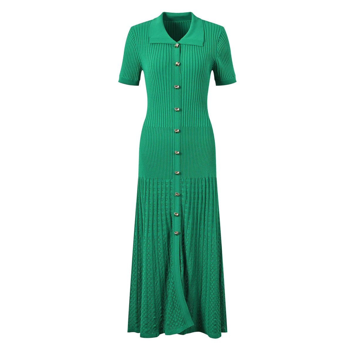 Sophia ribbestrikket polo maxi-kjole