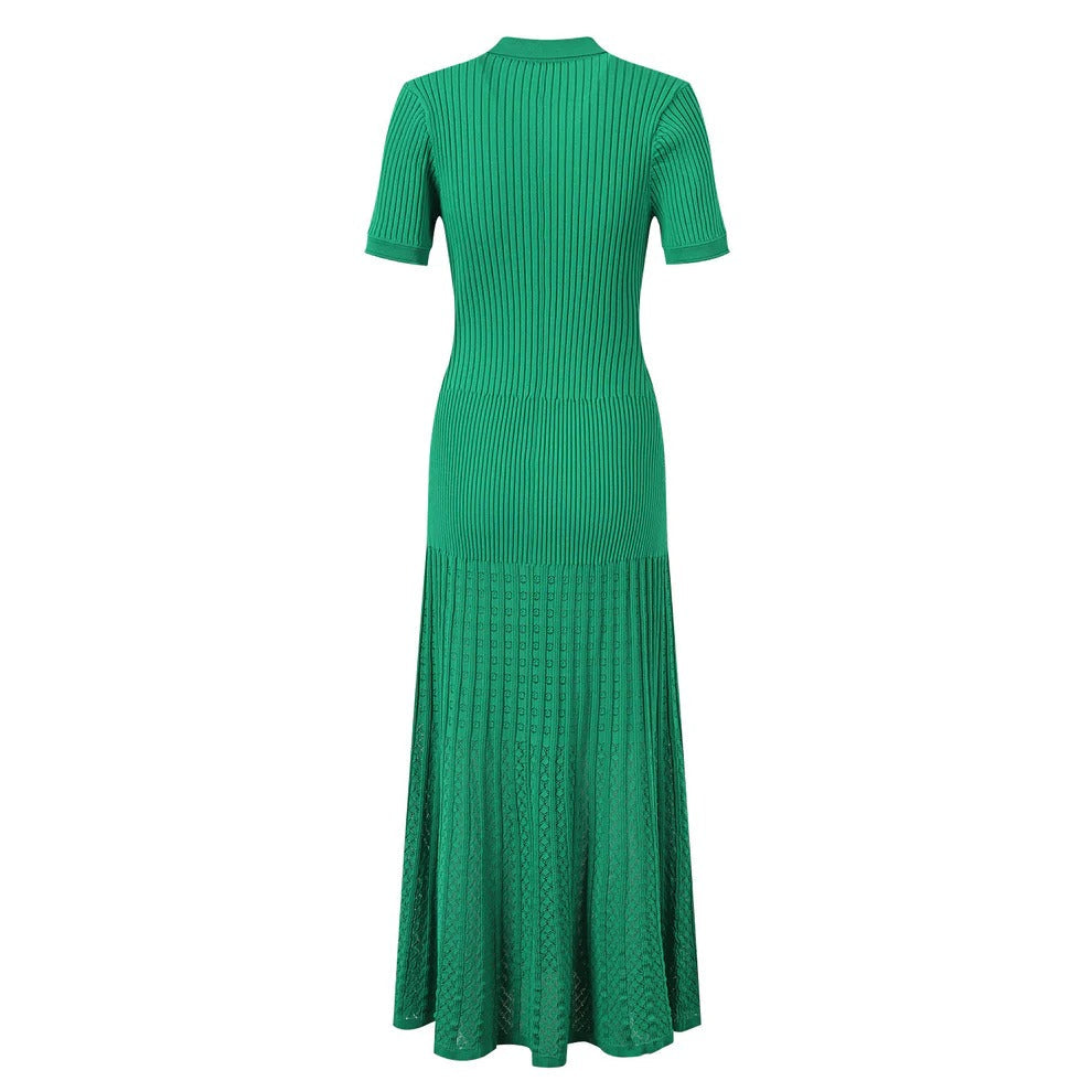 Sophia ribbestrikket polo maxi-kjole