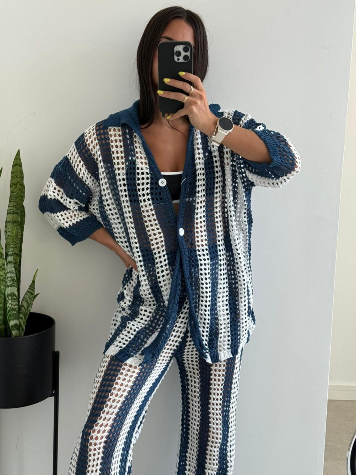 Layla stripet heklet co-ord sett
