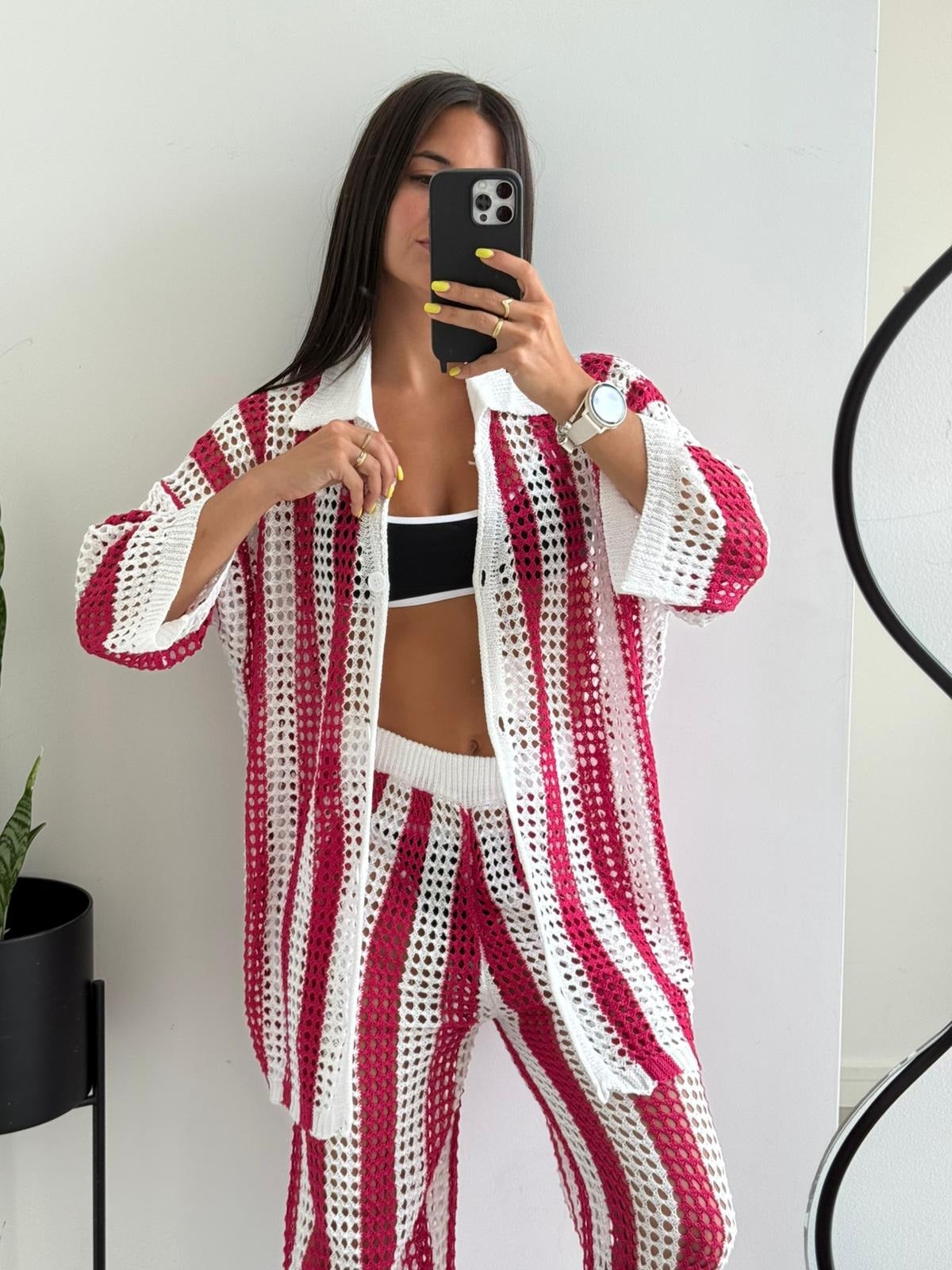 Layla stripet heklet co-ord sett