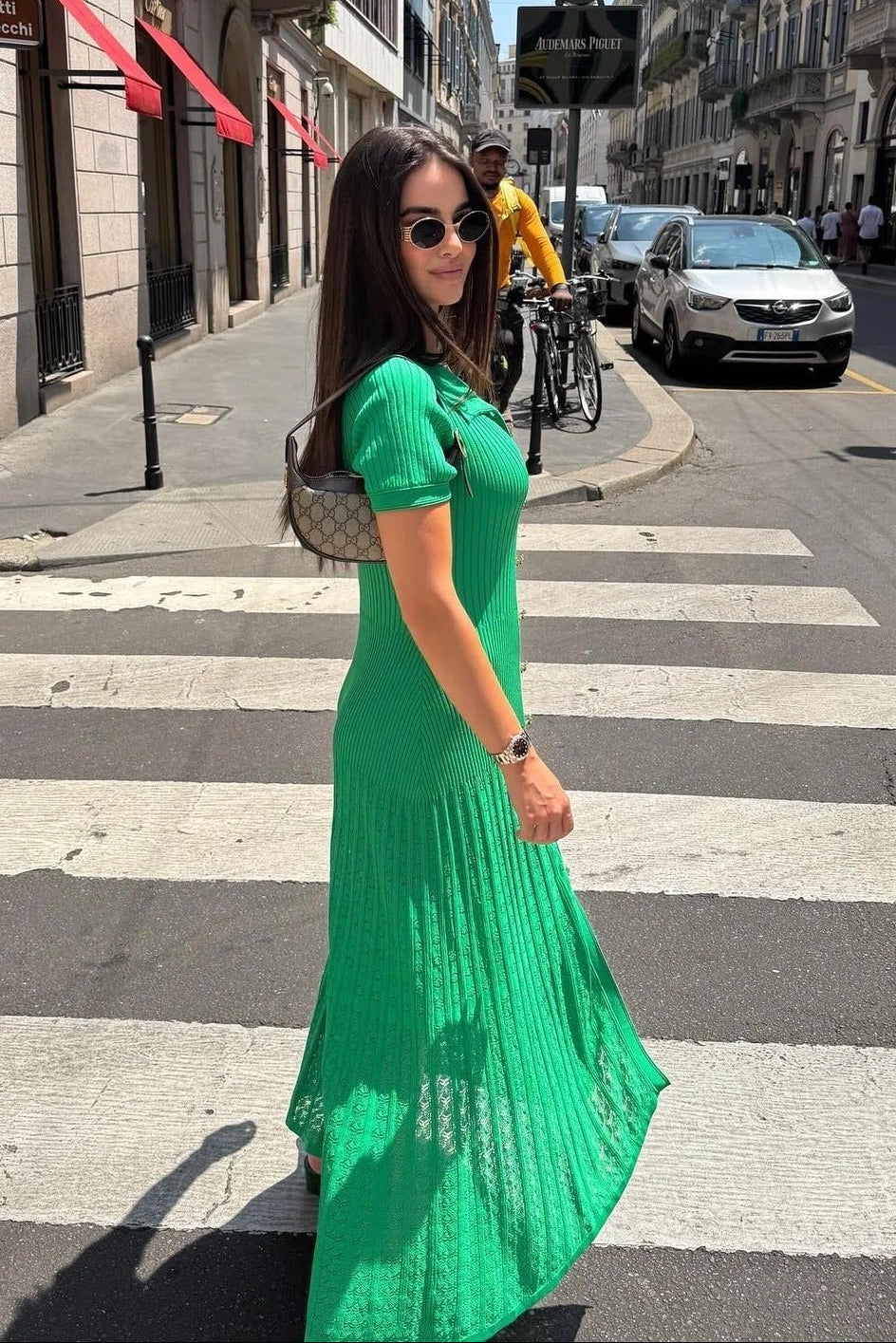 Sophia ribbestrikket polo maxi-kjole