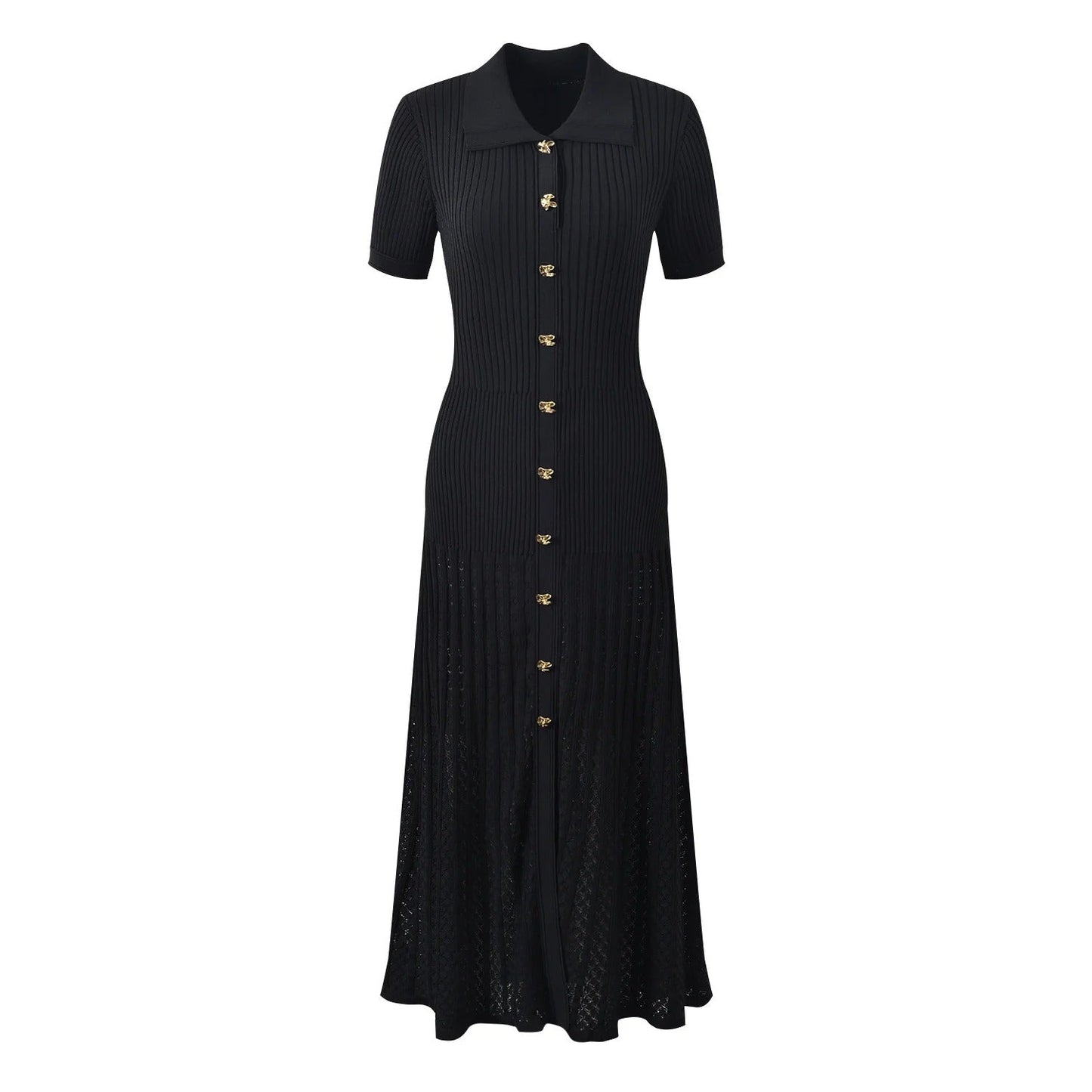 Sophia ribbestrikket polo maxi-kjole