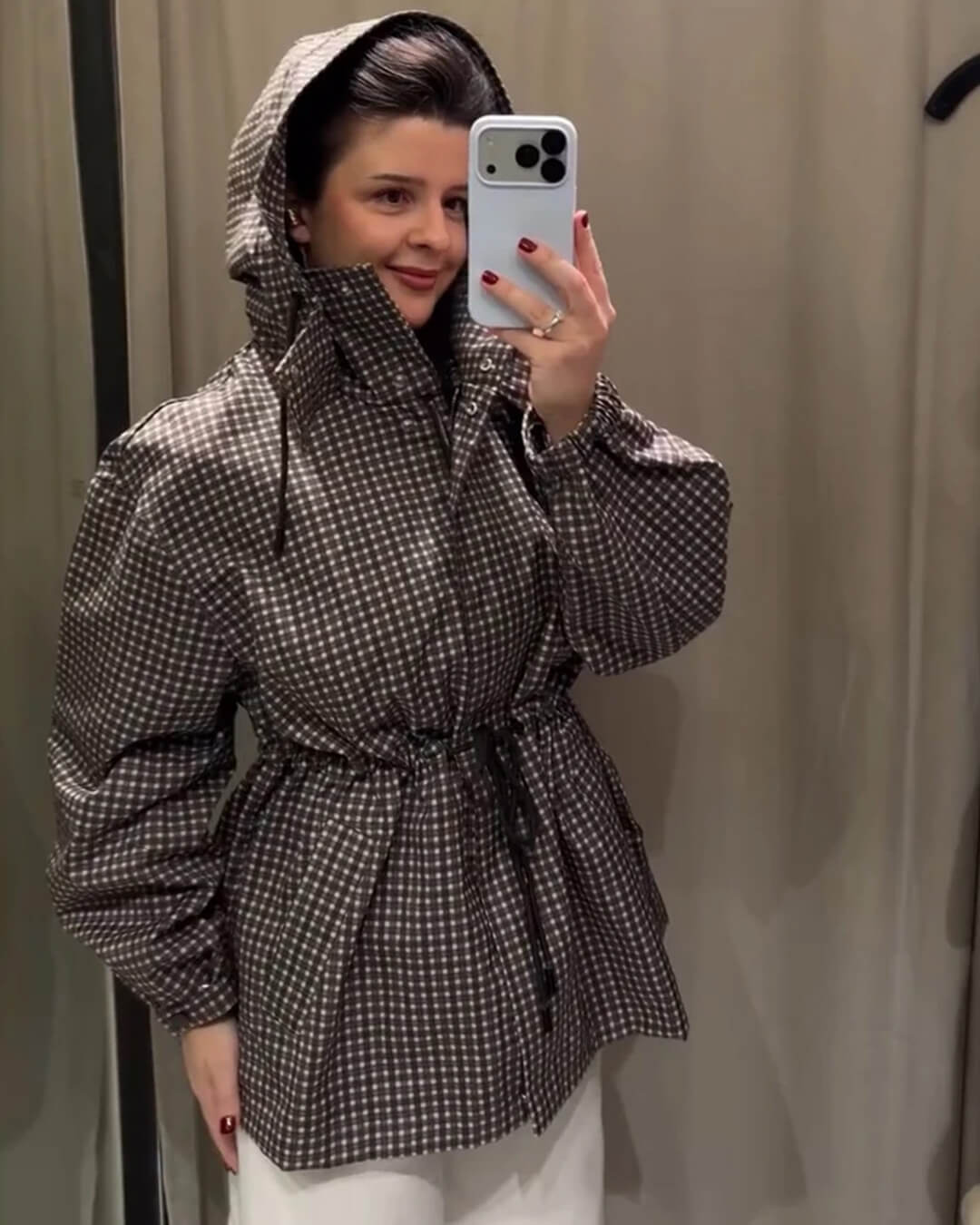 Jenny Plaid Hooded Windbreaker Jacket
