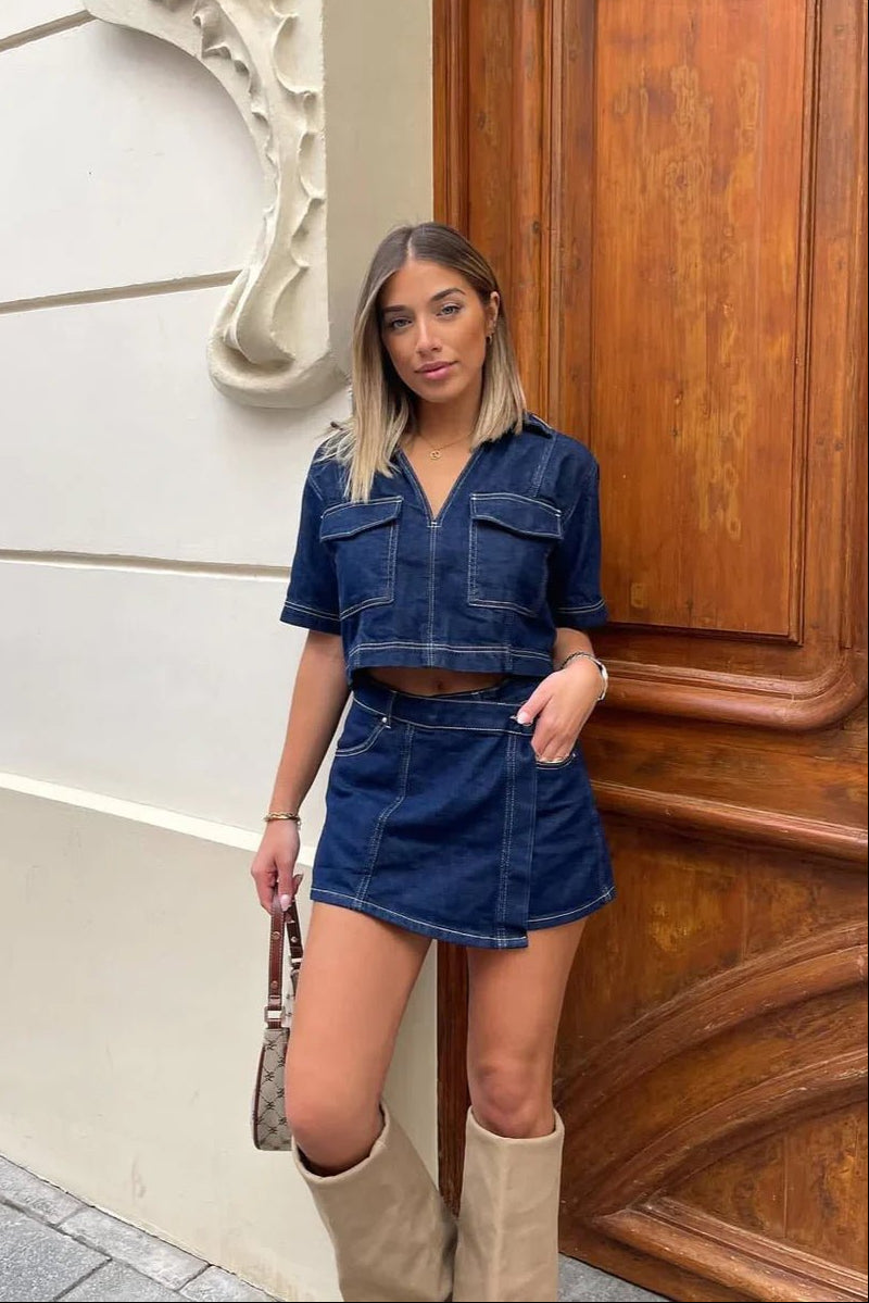 Sophie cropped topp og skort sett