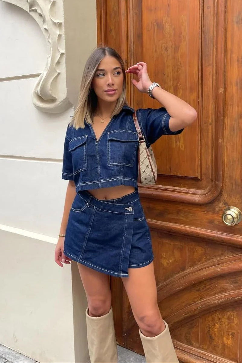 Sophie cropped topp og skort sett