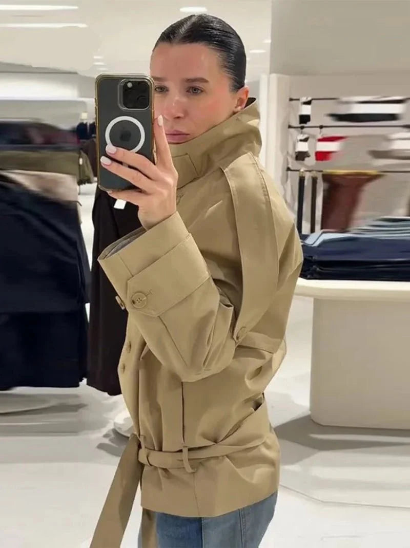 Maria Utility Trenchcoat med høy hals