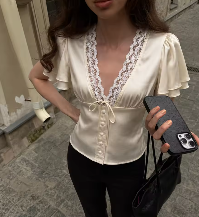 Greta sateng knappeskjorte