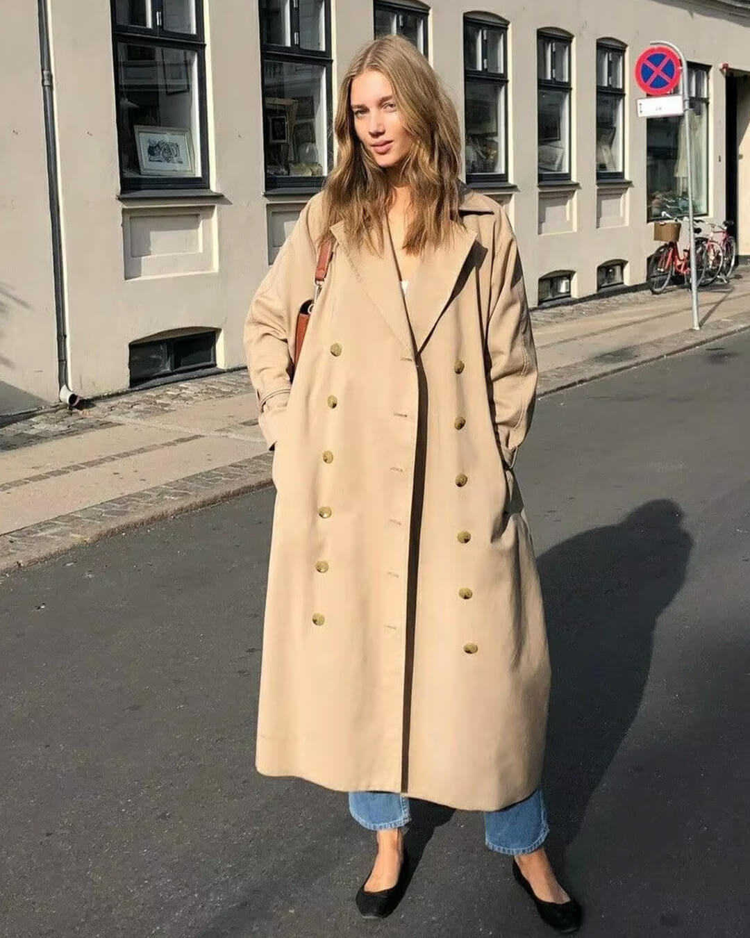 Evelyn klassisk dobbeltspent trenchcoat