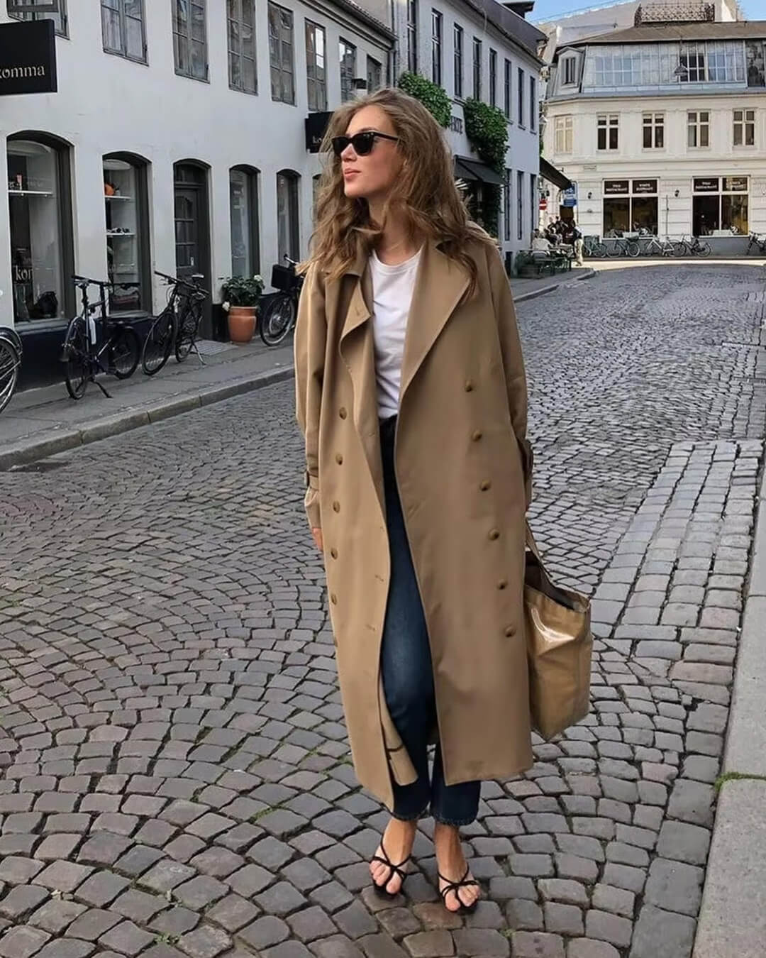 Evelyn klassisk dobbeltspent trenchcoat