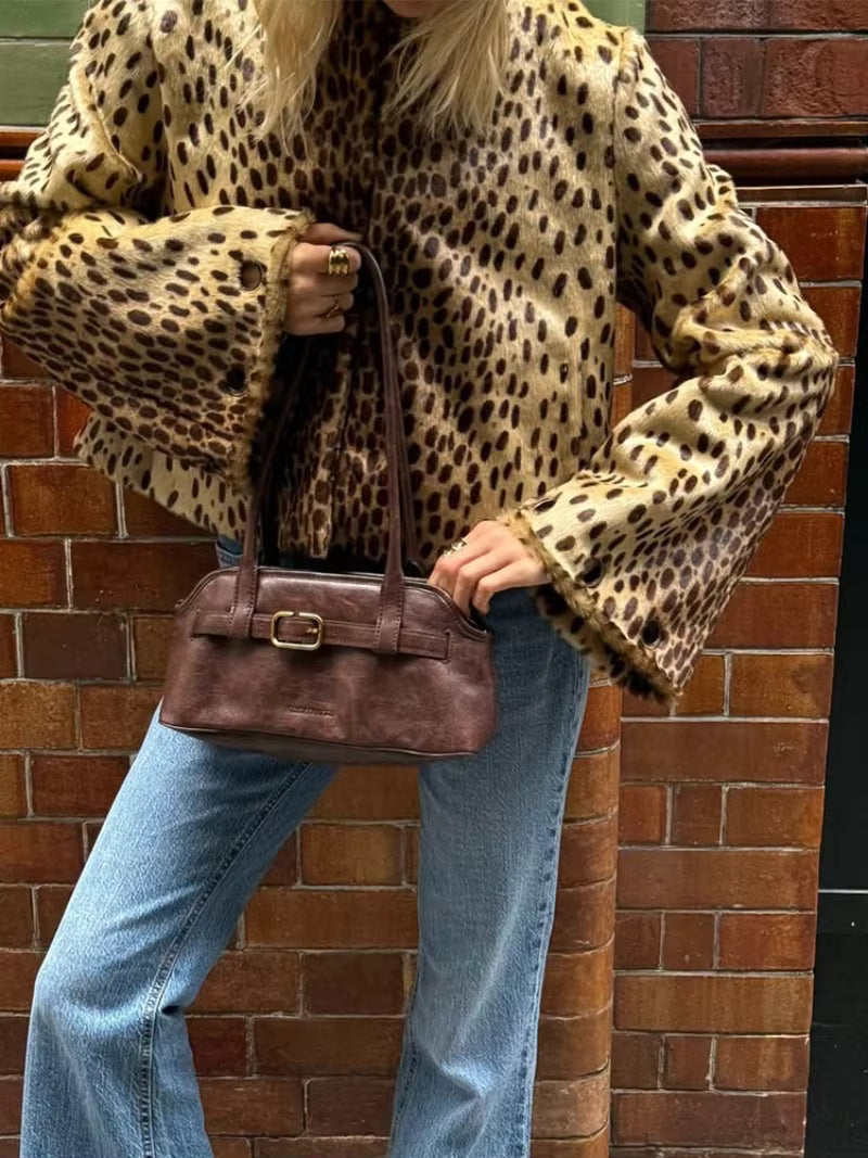 Katie Leopard Fuskepelsjakke
