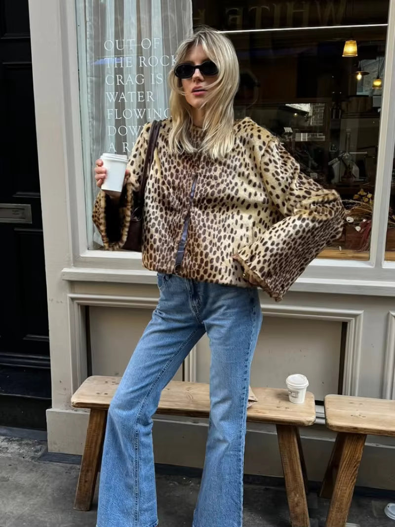 Katie Leopard Fuskepelsjakke