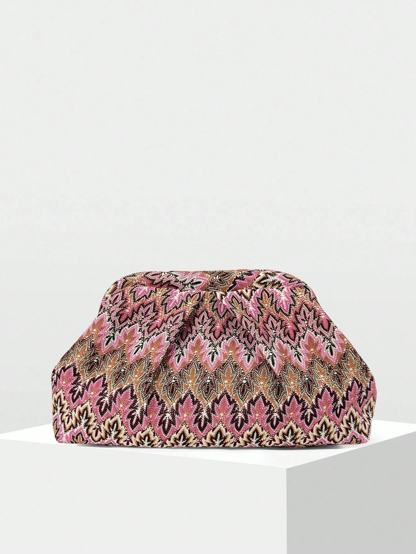 Sophia Jacquard Pleated Clutch