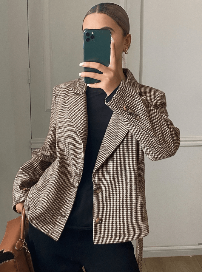 Ellen blazer i hundetannsmønster