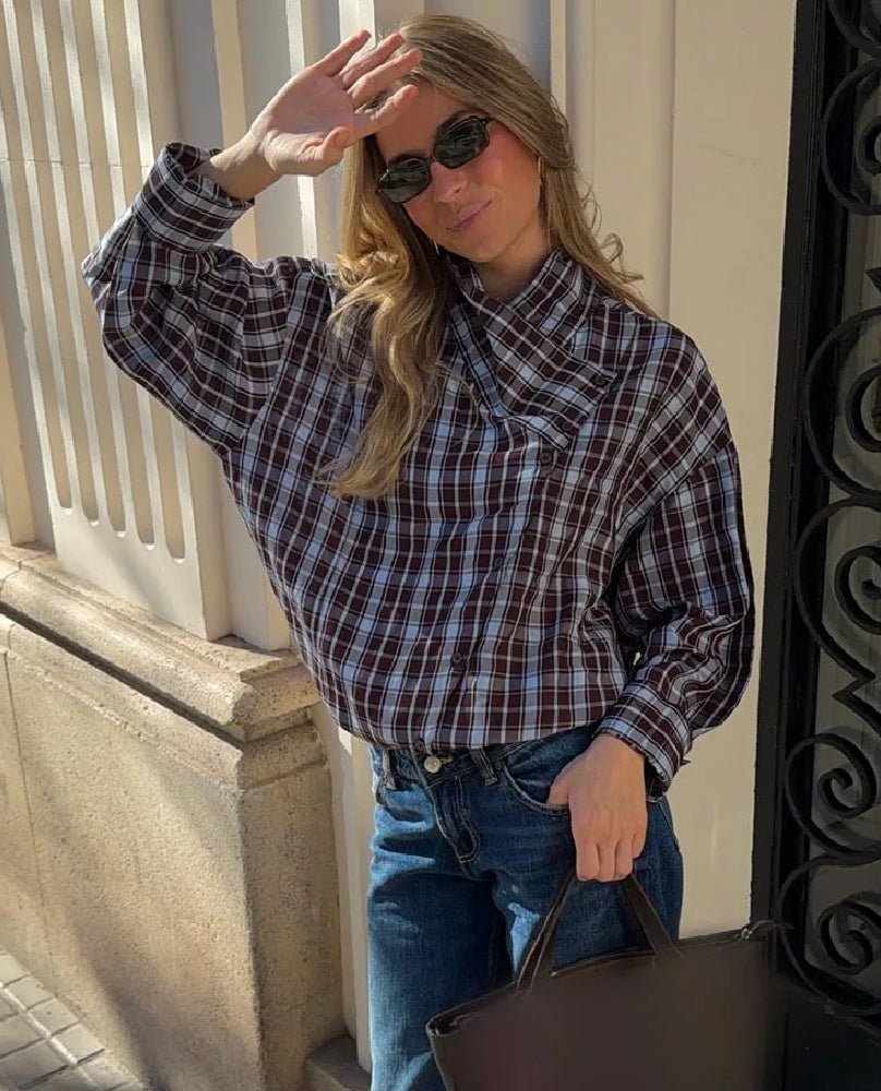 Monica Plaid Poplin Wrap Shirt