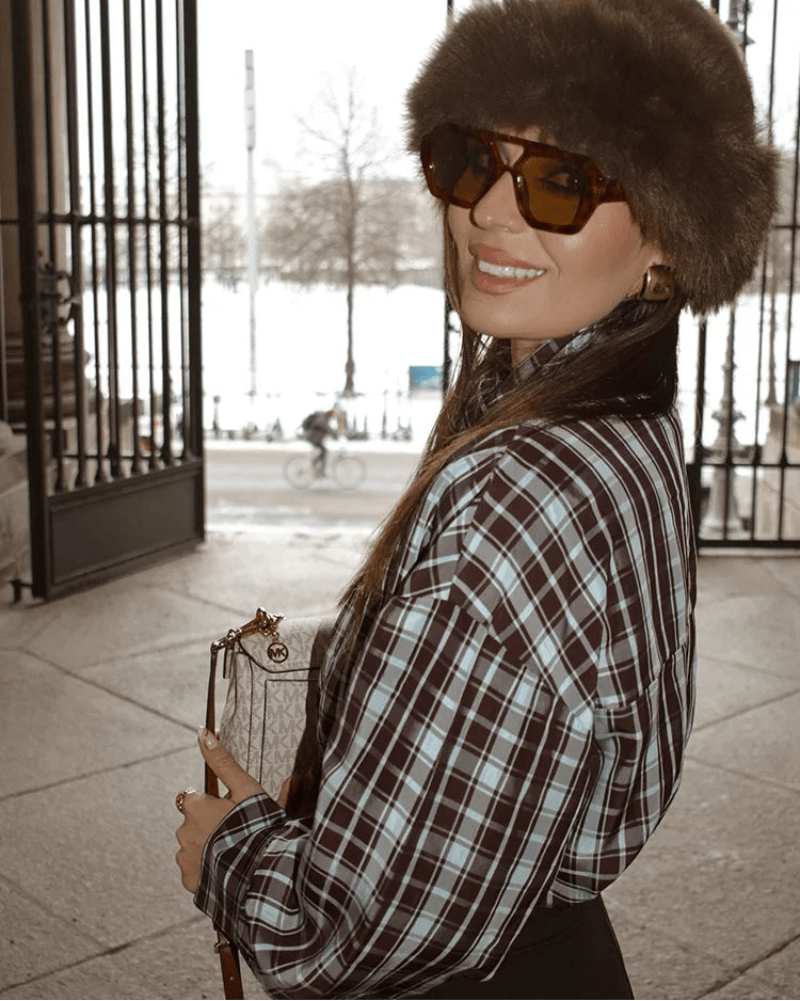 Monica Plaid Poplin Wrap Shirt