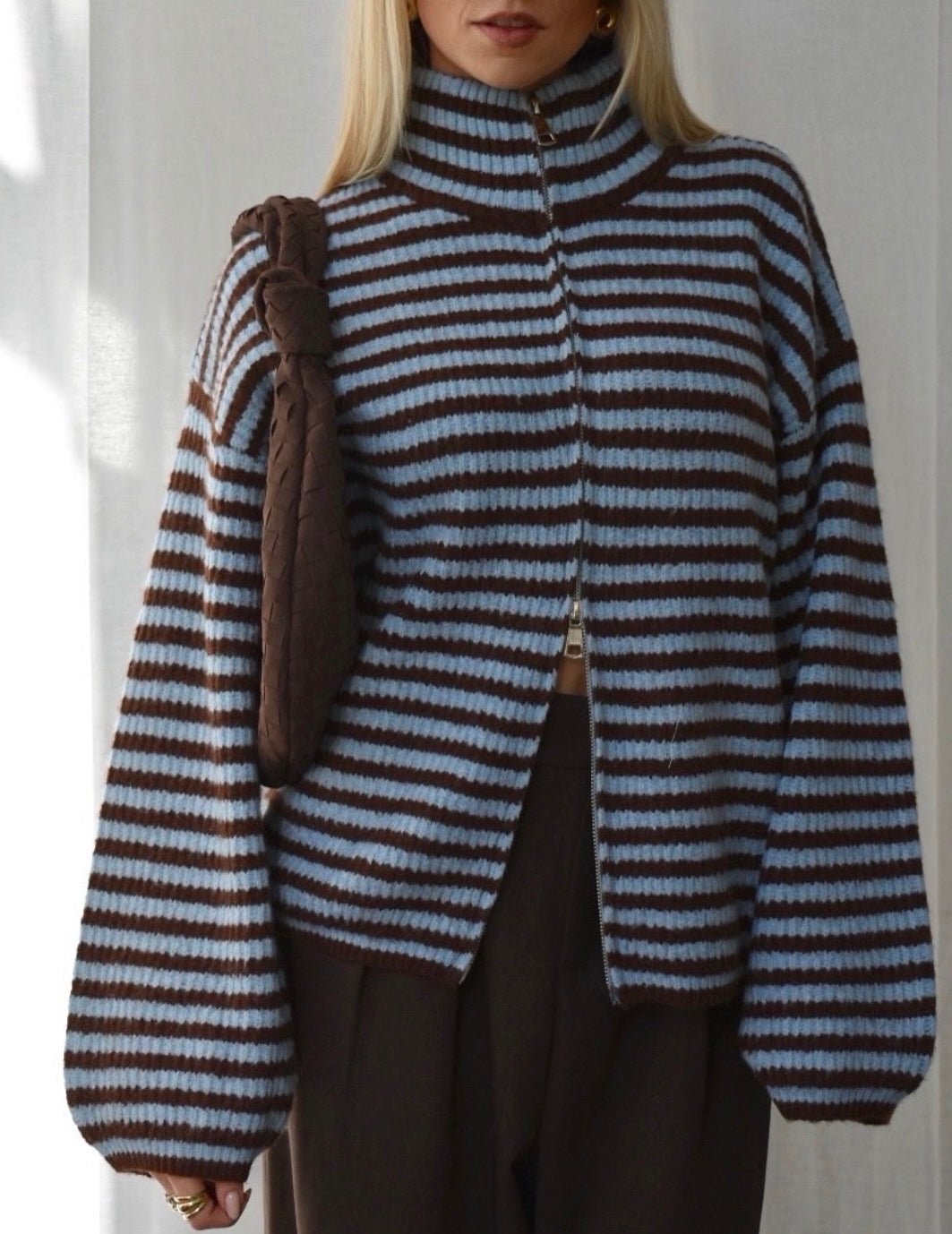 Sarah stripete strikket cardigan
