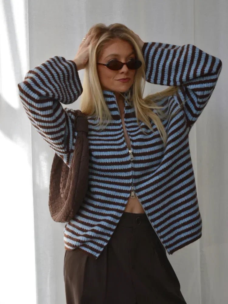 Sarah stripete strikket cardigan