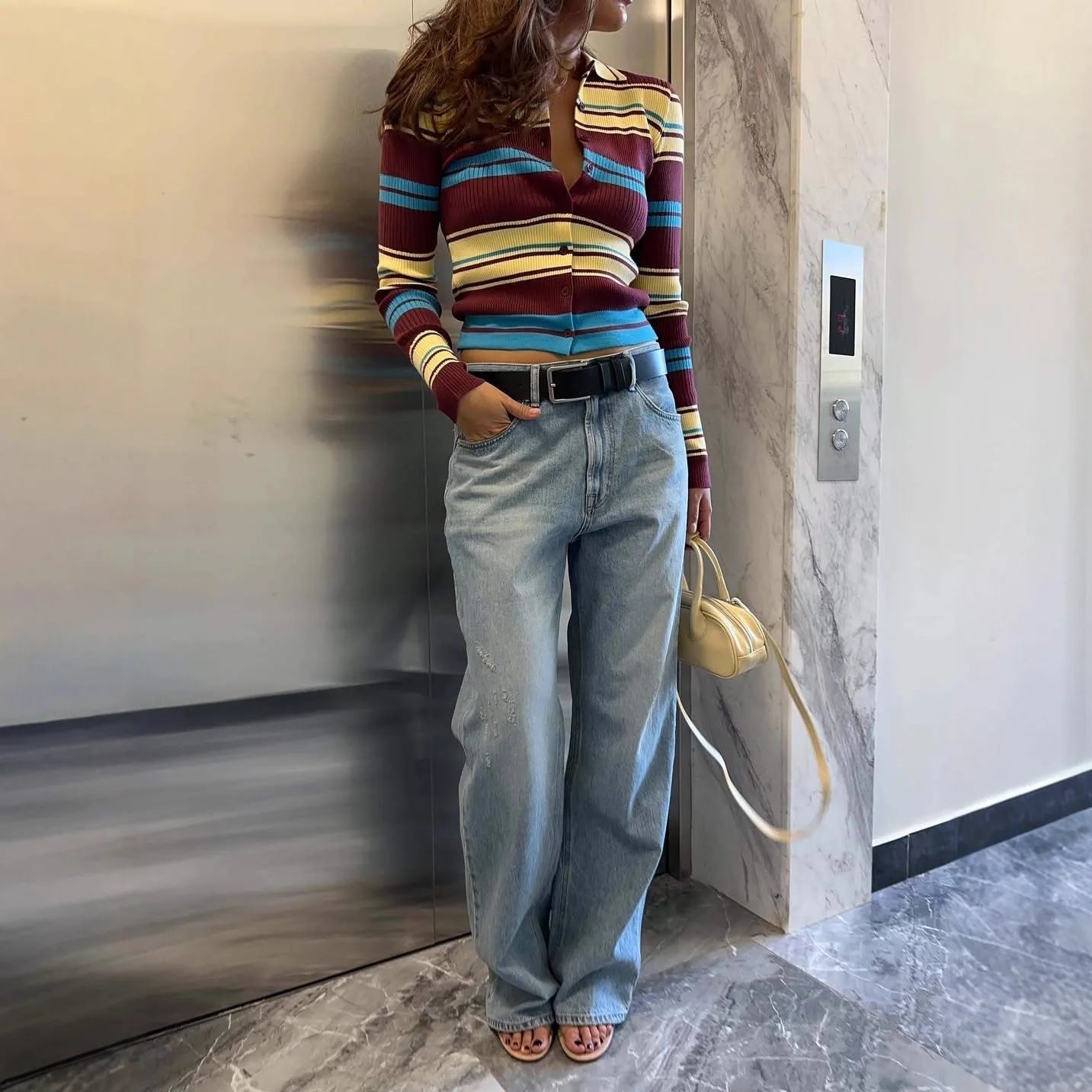 Ellie stripet strikket cardigan