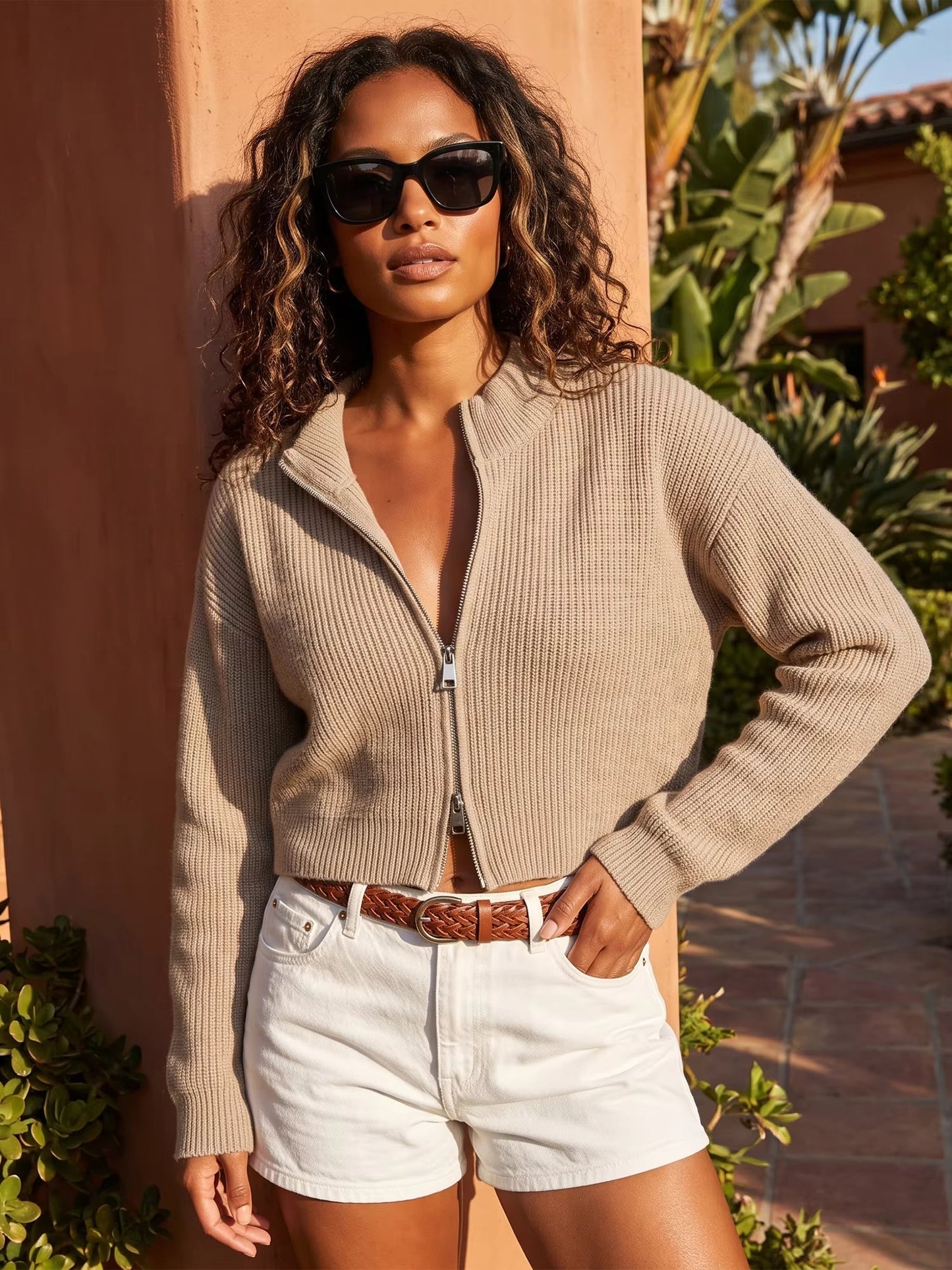 Amy Double Zip Strikket Cardigan
