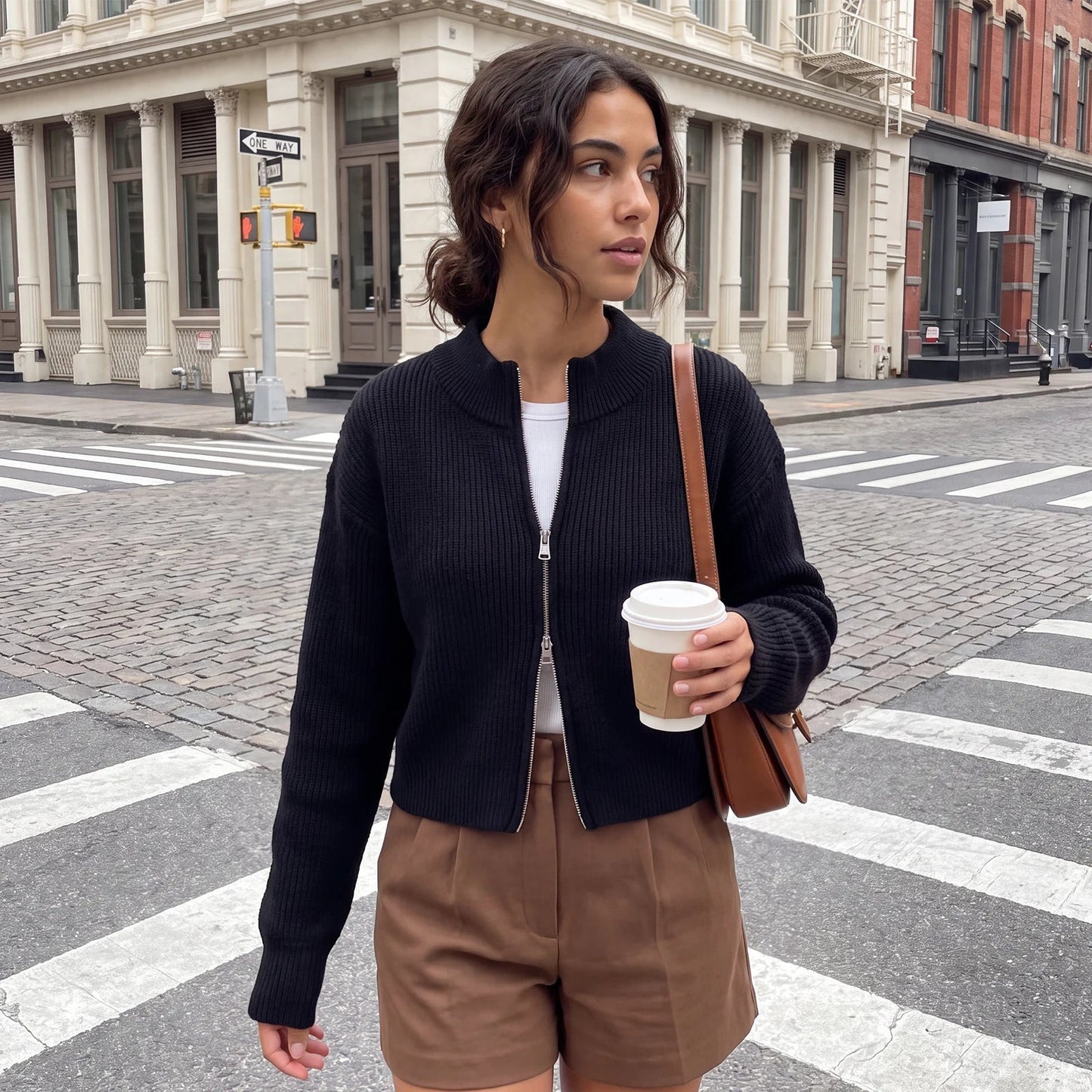 Amy Double Zip Strikket Cardigan