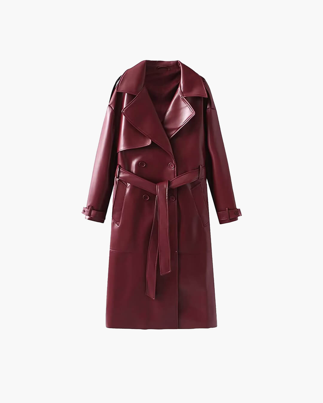 Connie trenchcoat i imitert skinn, maxi
