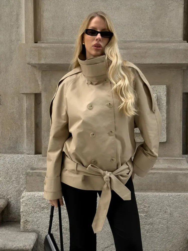 Maria Utility Trenchcoat med høy hals