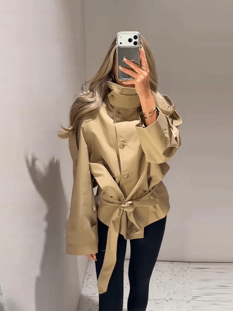 Maria Utility Trenchcoat med høy hals