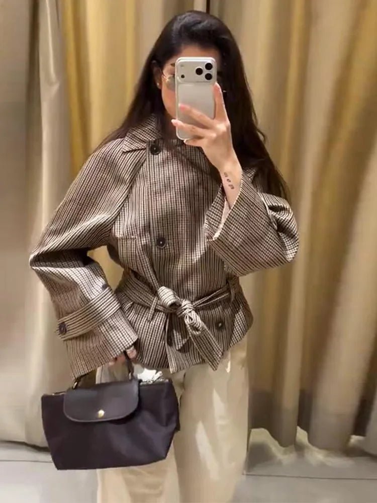 Melissa rutete trenchcoat med belte