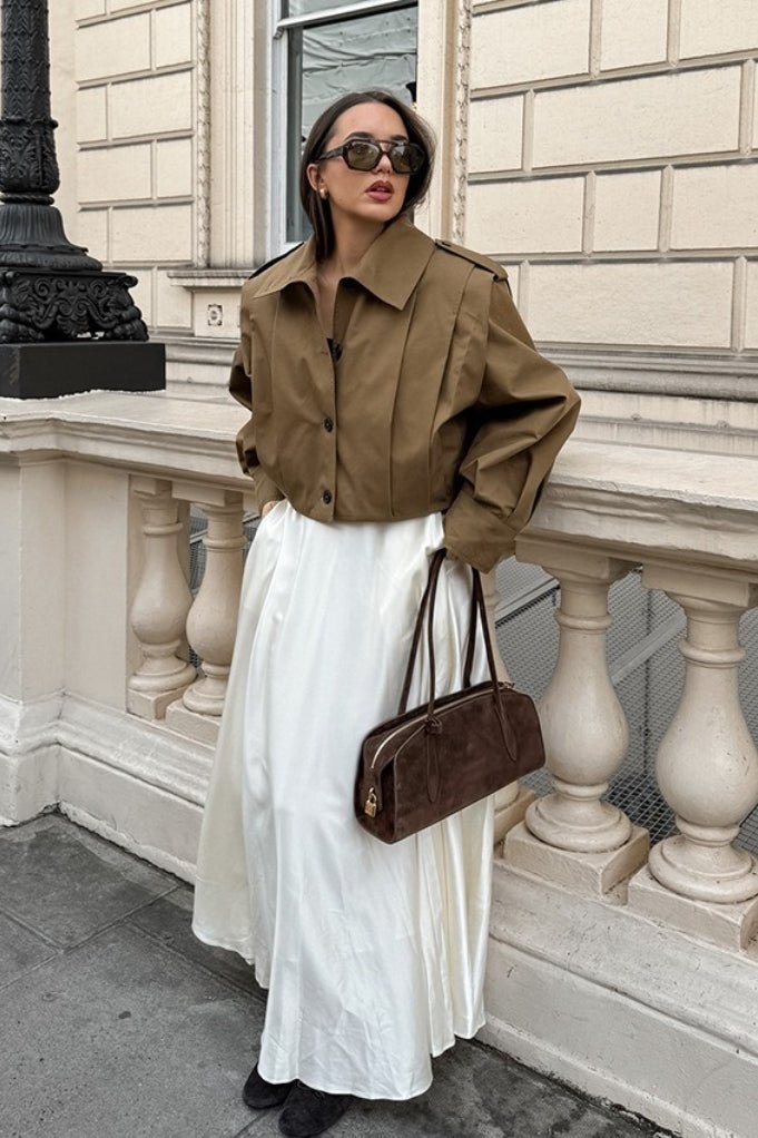 Julia kort plissert utility-jakke