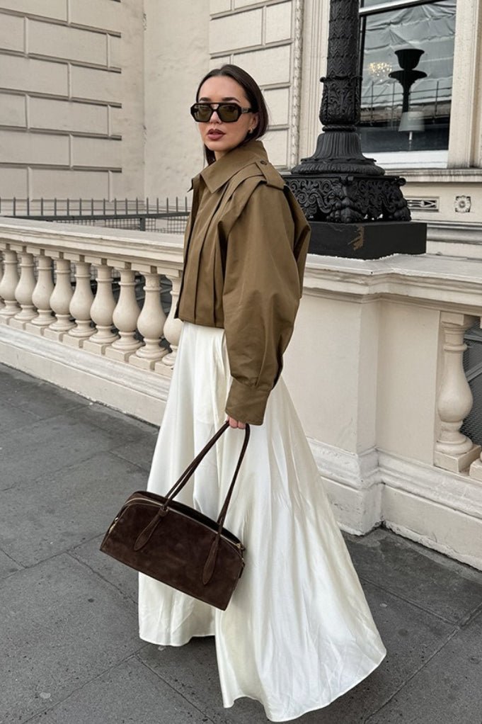 Julia kort plissert utility-jakke