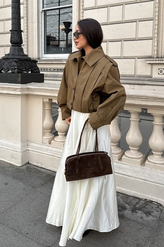 Julia kort plissert utility-jakke